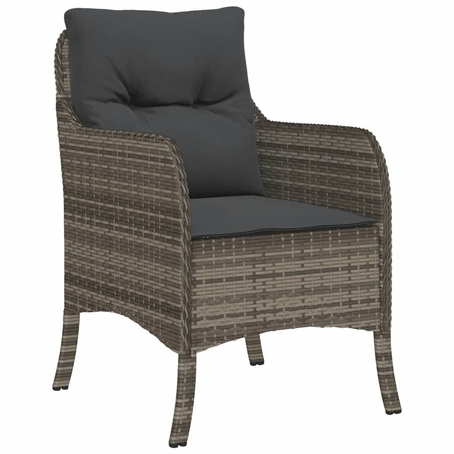 vidaXL 5-teilige Garten-Essgruppe aus PE-Rattan mit Kissen und Hartglas in Grau - Bild 5
