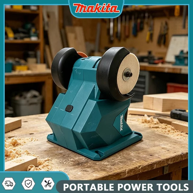 Makita Akku-Tischschleifer 18V LXT bürstenlos in Petrol mit Schleifstein - Bild 1