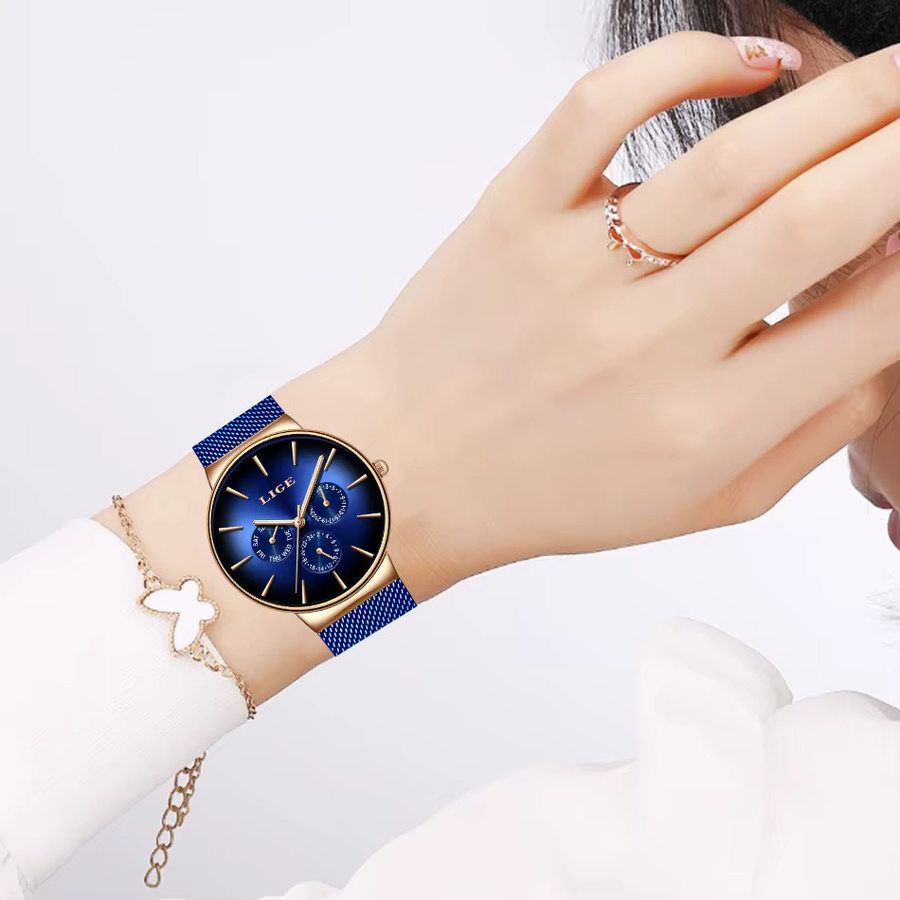 LIGE Armbanduhr Quarz, Edelstahl, Grün, Damen - Bild 6