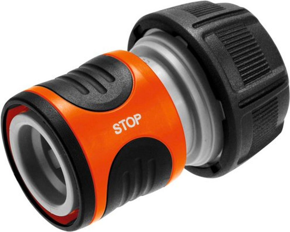 Gardena Quick Coupling Schlauchverbinder mit Wasserstop aus Kunststoff, Orange, Ø 19 mm - Bild 2