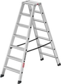 Hailo Aluminium-Doppelstufenleiter Master D100 in Silber mit 2 x 7 Stufen - Bild 1