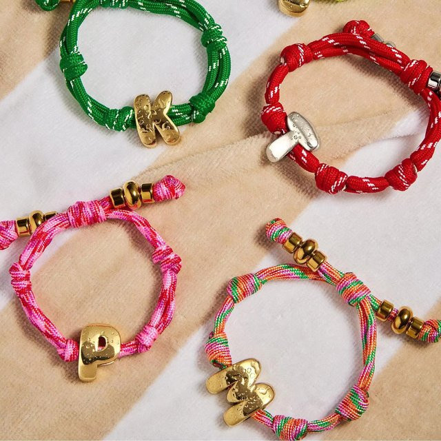 Armband, bunt, gewebtes Seil, Perle, Buchstaben, Unisex - Bild 1