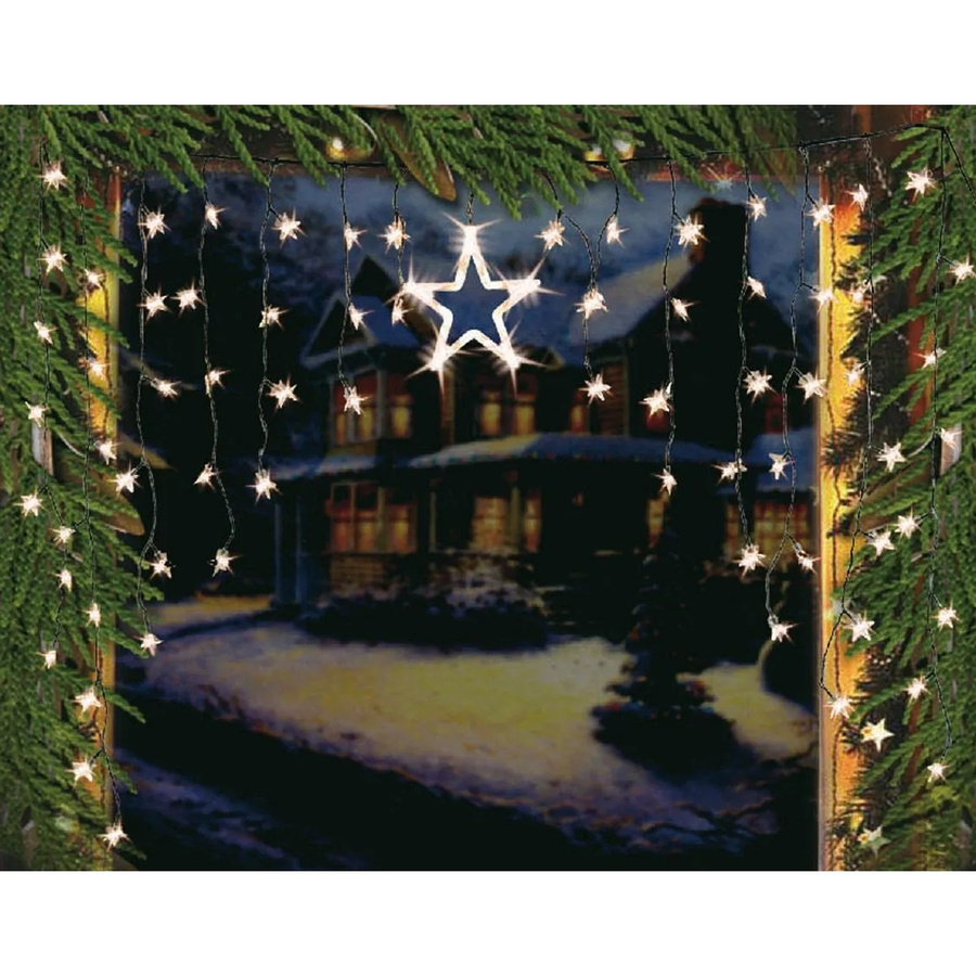 MCW LED Lichtervorhang Sterne in Weiß und Transparent mit 1 großem und 70 kleinen Sternen - Bild 2