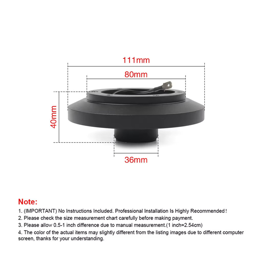 mrhello Racing Short Lenkradnabenadapter kompatibel für Audi A4 A6 A8 VW Jetta Golf Lamborghini Gallardo in Schwarz - Bild 2
