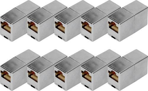 Digitus Cat.5e Modulare RJ45 Ethernet LAN Kupplung, Silber, 10 Stück - Bild 1