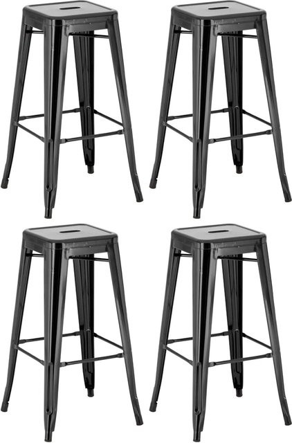 CLP 4er Set Barhocker Joshua Schwarz stapelbar aus Metall - Bild 1