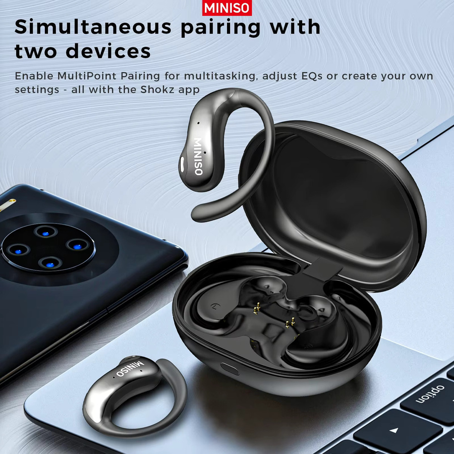 MINISO MS188 Bluetooth In-Ear Sport-Kopfhörer mit KI-Übersetzungsfunktion und HD-LED-Bildschirm in Schwarz - Bild 5