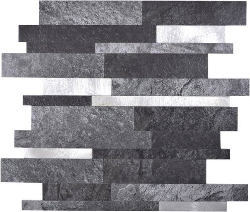 Stoneland Mosaikmatte Peel in Schwarz im Steinlook als Wandbelag aus Vinyl, B/B: 30 x 30 cm - Bild 1
