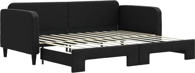 vidaXL Ausziehbares Tagesbett in Schwarz mit Stoffbezug, B/T/H: 90 x 200 cm - Bild 1