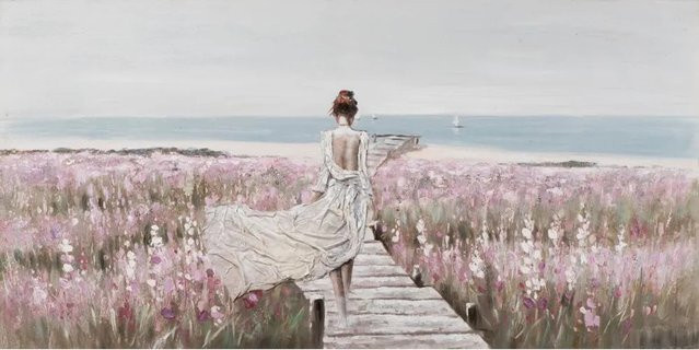 Art Universe Leinwandbild Die Schöne am Strand, Motiv Landschaft, Farben Blau und Mehrfarbig, B: 70 cm, H: 140 cm - Bild 1