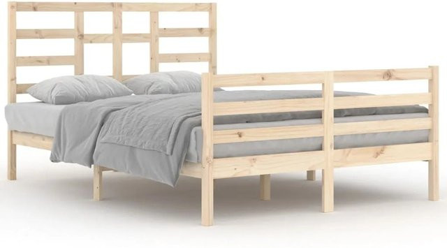 vidaXL Massivholzbett aus Kiefernholz in Braun, B/T/H: 140 x 200 x 104 cm - Bild 1