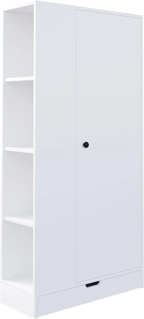 Merax Kleiderschrank Weiß Matt mit integrierten Schubladen und offenen Regalfächern, B/T/H: 70 x 40 x 170 cm - Bild 1