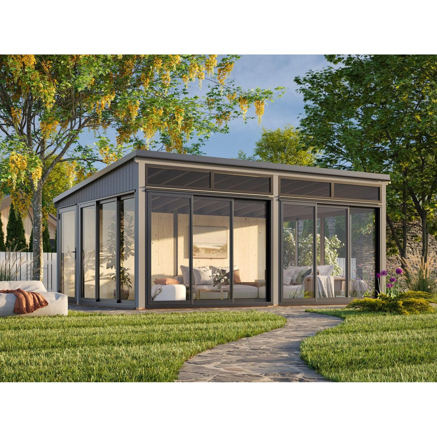 Palmako Holz-Gartenhaus Saga mit Pultdach in Dunkelgrau, B: 582 cm, T: 420 cm - Bild 2