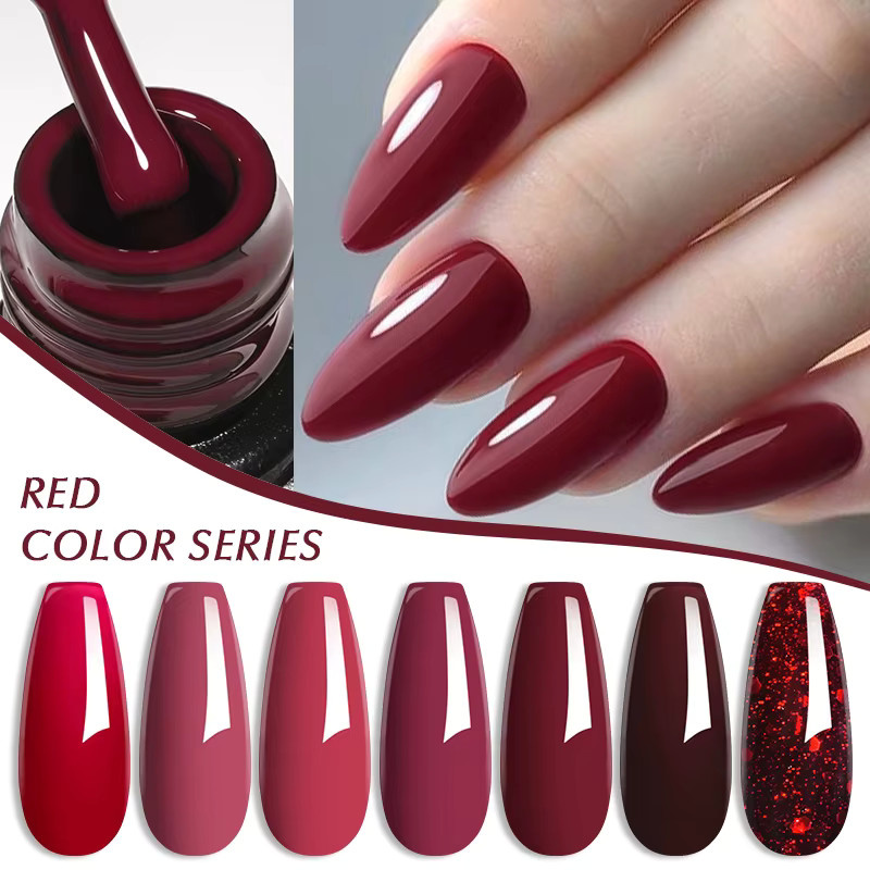 MEET ACROSS Red Series Gel-Nagellack Set, 12 Stück, Glänzend - Bild 4