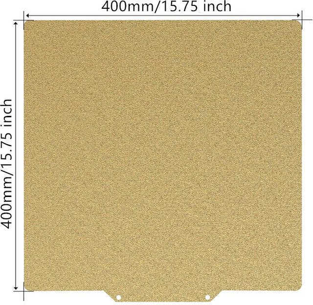 FLEXBED Doppelseitige strukturierte PEI Flexible Federstahlplatte mit Magnetbefestigung für CR-10 S4, Voron 400 und Voron Core XY 3D-Drucker, B/T: 41,0 x 41,0 cm, Schwarz/Gold - Bild 1