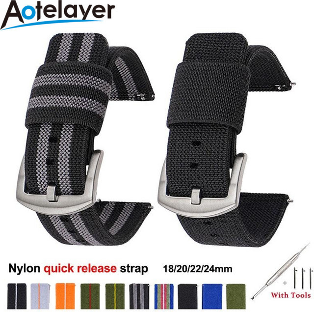 Aotelayer Uhrenarmband Nylon, Schwarz, Unisex - Bild 1
