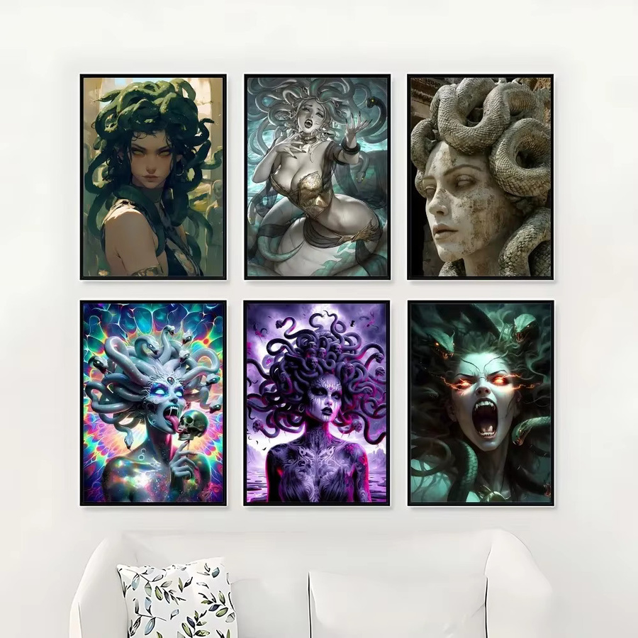 M-Medusa Leinwand Wandbild Medusa Portrait als Wandkunst für deine Wohnzimmer Dekoration, Höhe: 20 cm, Breite: 15 cm - Bild 5
