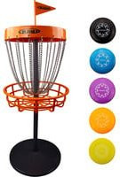 Guru Disc Golf Mini Basket Set aus Metall mit 5 bunten Scheiben - Bild 1