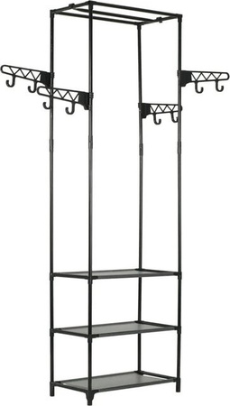 vidaXL Kleiderständer aus Stahl und Vliesstoff in Schwarz, B/T/H: 55 x 28,5 x 175 cm