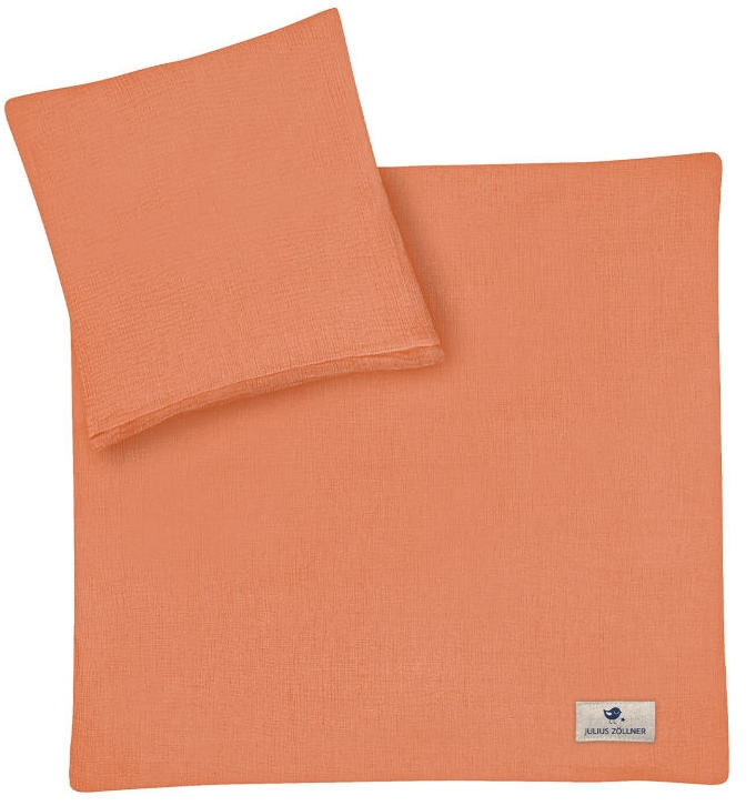 Zöllner Terra Musselin Bettwäsche aus Baumwolle in Beige und Orange, 80 x 80 cm - Bild 1