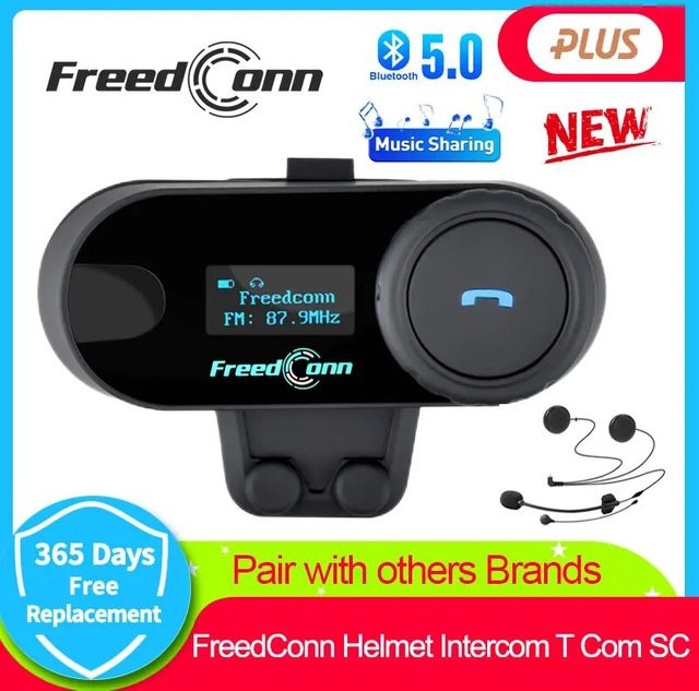 FreedConn Bluetooth Motorrad Intercom Helm Headset mit BT 5.0 für drahtlose Kommunikation und Musiksharing, Schwarz - Bild 1