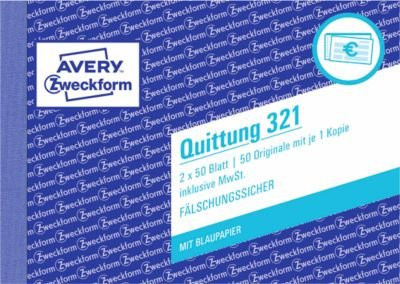 Avery Zweckform Quittung inkl. MwSt. Nr. 321 in Weiß - Bild 1