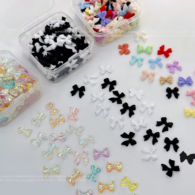 YYM Nageldekorationen, Schwarz-Weiße Schleifen, 3D-Bänder, Glänzend - Bild 2
