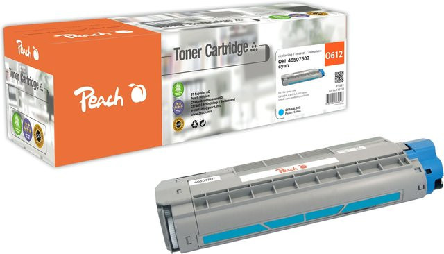 Peach O4650-75 Cyan Toner Cartridge für OKI C 612 DN, OKI C 612 N und OKI C 612 (wiederaufbereitet) - Bild 1