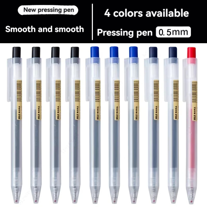 MUJI Gelstift Nachfüllung mit 0,5 mm Press-Spitze in Blau, Schwarz, Rot und Dunkelblau für Schule und Büro - Bild 3
