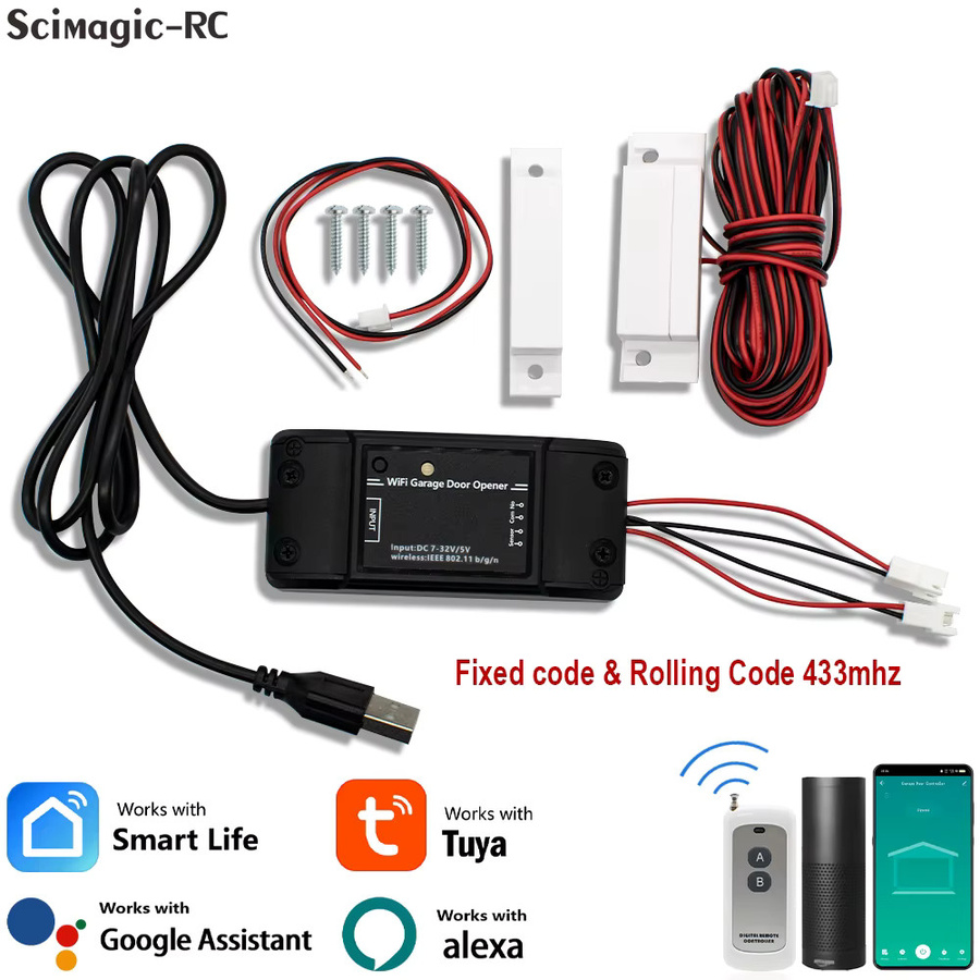 Tuya WiFi Smart Garage Türöffner Controller Modul in Schwarz zur Steuerung über die Smart Life App mit Unterstützung für Alexa und Google Home - Bild 2