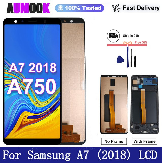 Samsung Galaxy A7 2018 Ersatz LCD Display mit 6,0 Zoll AMOLED Touchscreen Digitizer in Schwarz für A750F A750N A750FN - Bild 1