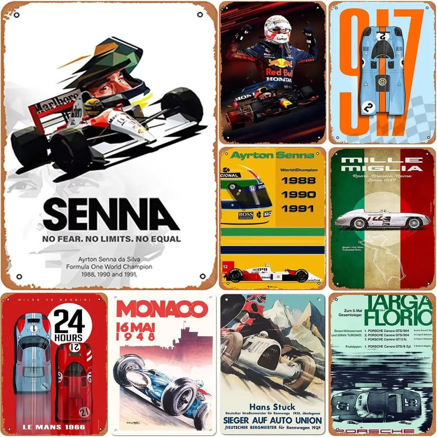 HELLOYOUNG Vintage Racing Auto Zinnschild Wanddeko aus Eisen in Multicolor - Bild 3