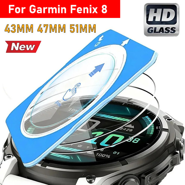 Garmin Displayschutzfolie gehärtetes Glas, transparent, Fenix 8 43 mm, 47 mm, 51 mm - Bild 1