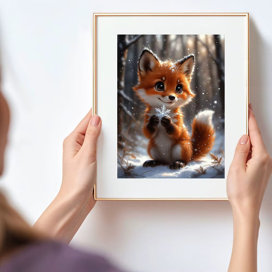Huacan 5D DIY Diamantmalerei Fuchs in Winterlandschaft als dekoratives Tier-Gemälde in Mehrfarbig, B/H: 30 x 20 cm - Bild 3