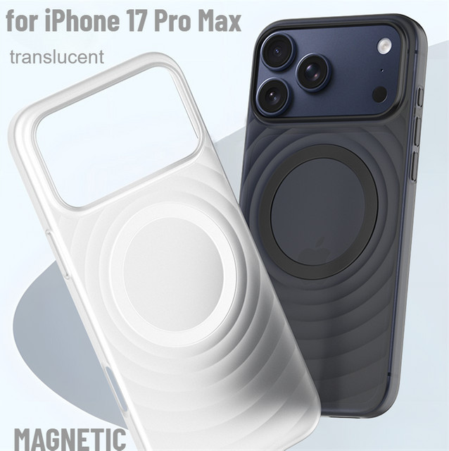 Transparente Schutzhülle mit Streifenmuster und magnetischem PP-Gehäuse für iPhone 17 und iPhone 16 Pro Max, MagSafe kompatibel, stoßfest, Farbe: Weiß - Bild 1