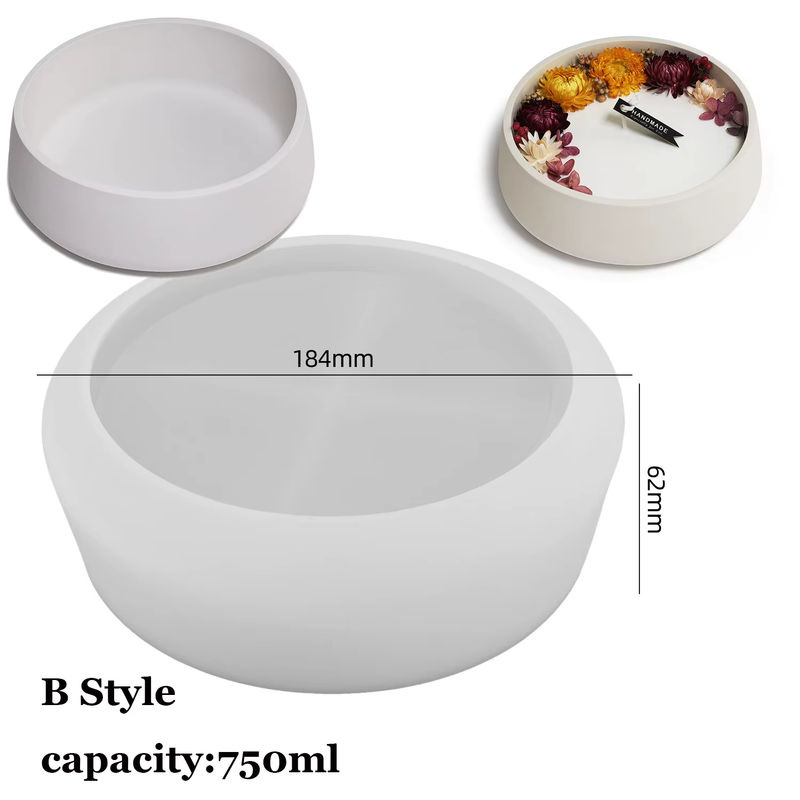 Runde Beton Form für Kerzengläser, Blumentöpfe und Schalen in Weiß im minimalistischen Design - Bild 4
