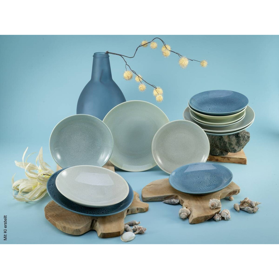 CreaTable Tafelservice Reactive AQUA aus Keramik in Blau, 12-teilig - Bild 3