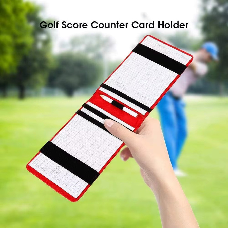 PGM Yardage Book Cover Golf Scorecard Holder mit Bleistiftschlaufe und Gummibändern in Rot - Bild 3