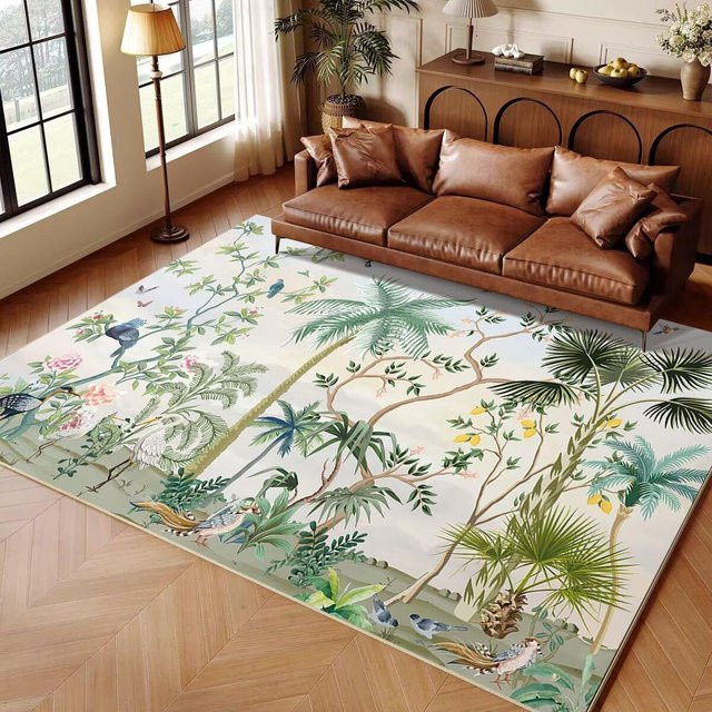 Karpetti Kinderteppich mit Dschungeltier-Cartoon-Design, rutschfest und waschbar, B/B: 80 x 120 cm, mehrfarbig - Bild 1