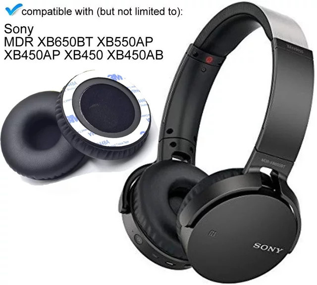 Sony Ersatz-Ohrpolster aus Proteinhaut und Memory-Schaum in Schwarz für MDR-XB550AP, MDR-XB450AP, MDR-XB650BT und MDR-XB450 Kopfhörer - Bild 1