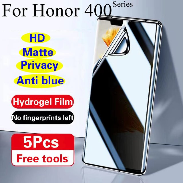 Honor Privatsphäre Displayschutzfolie für Honor 400 Lite und Honor 400 Pro, Matte Hydrogel Film mit Anti-Peeping-Funktion und vollständiger Abdeckung, Transparent - Bild 1