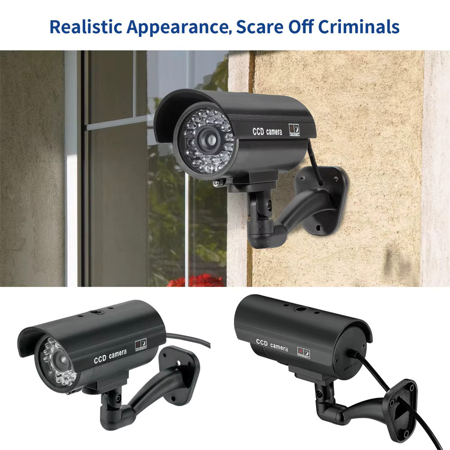 Fuers Dummy Kamera Simulation für Outdoor und Indoor mit LED Licht und Monitor zur Abschreckung, Schwarz - Bild 5