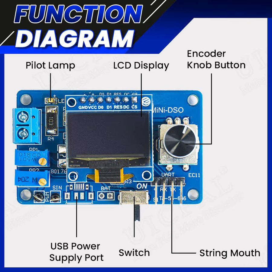 DIY Mini Digital Oszilloskop Elektronik Kit mit STC8K8A MCU und 0,96 Zoll OLED Display als Lötprojekt zur Praxis - Bild 2