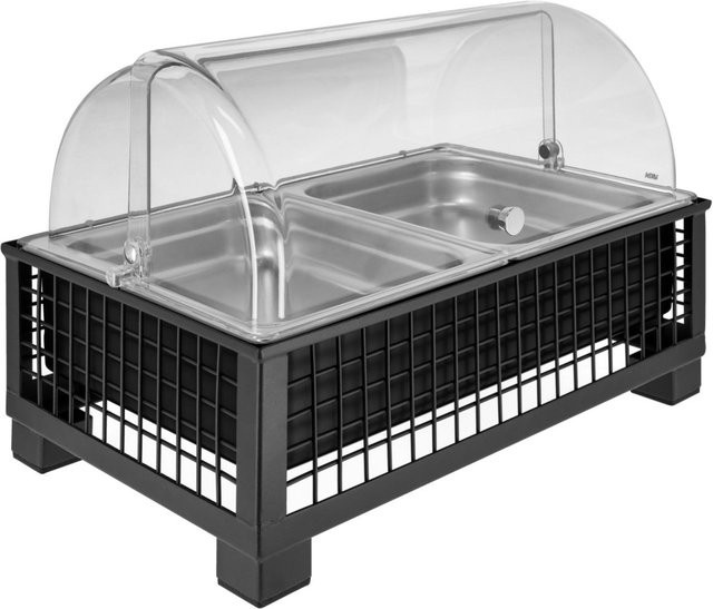 VEGA Buffetvitrine Portland hoch aus Edelstahl mit 2x GN 1/2 und GN 1/1, anthrazit/transparent/edelstahl, B/T/H: 35,2 x 55,4 x 29,9 cm - Bild 1