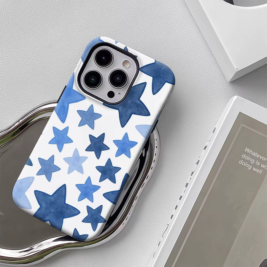Potdemiel Handyhülle Blue Starry für iPhone 17 16 15 14 13 12 Pro Max Plus mit doppelschichtiger Rückseite in Blau - Bild 5