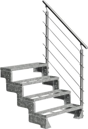 Dolle Außentreppe Gardentop aus Stahl mit 4 Einlegestufen in Silber, Geschosshöhe: 72 cm - Bild 1
