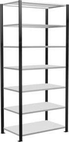 Schulte Lagertechnik Büro-Steckregal MultiPlus150 Grundregal mit 7 Fachböden und Mittelanschlag, Schwarz/Lichtgrau, B: 100 cm, T: 60 cm, H: 230 cm - Bild 1
