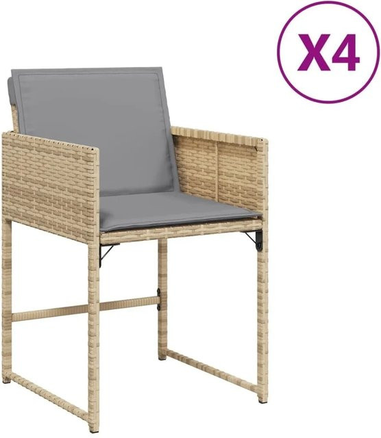 Furnicato Gartenstuhl aus PE-Rattan und Stahl, klappbar, Beige, B/T/H: 50,5 x 54 x 79 cm - Bild 1