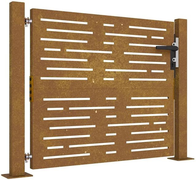 vidaXL Gartentor aus Cortenstahl in Braun mit quadratischem Design, B: 110 cm, H: 80 cm - Bild 1