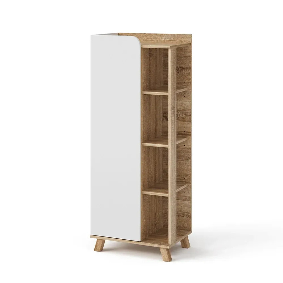 Vicco Midischrank Karen Badschrank mit Tür und offenen Fächern, Sonoma Weiß, B/T/H: 50 x 35 x 128 cm - Bild 3